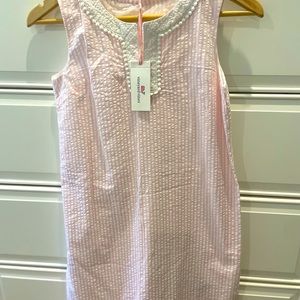 NWT Vineyard Vines Pink White Seersucker Dress Girls Size 14
